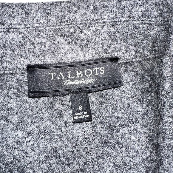 Talbots Womens Size 8 Gray Wool Lightweight Long Sleeve V-Neck Pocket Blazer - Picture 10 of 10